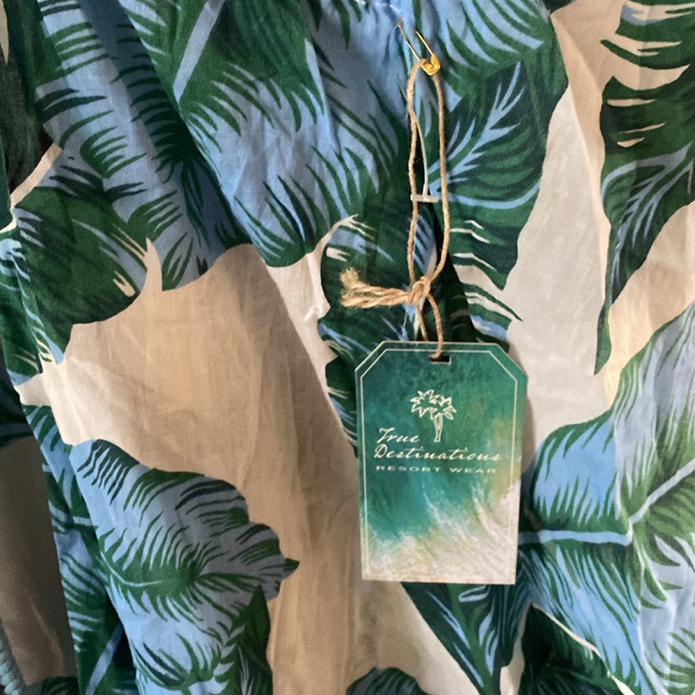 Tropical Leaf Print Swim Cover-Up - Picture 8 of 14